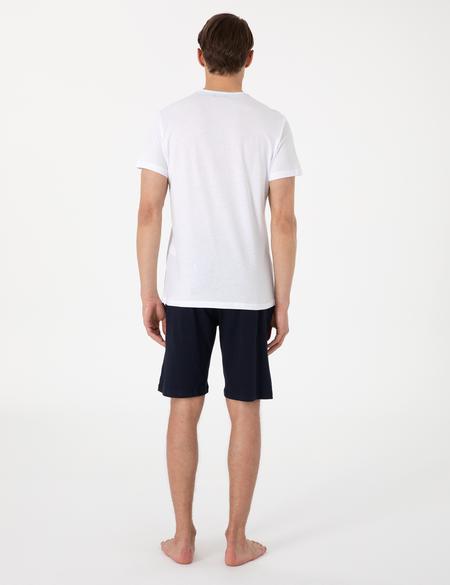 Beyaz Kısakol Şortlu Pijama Takımı - 50314388005