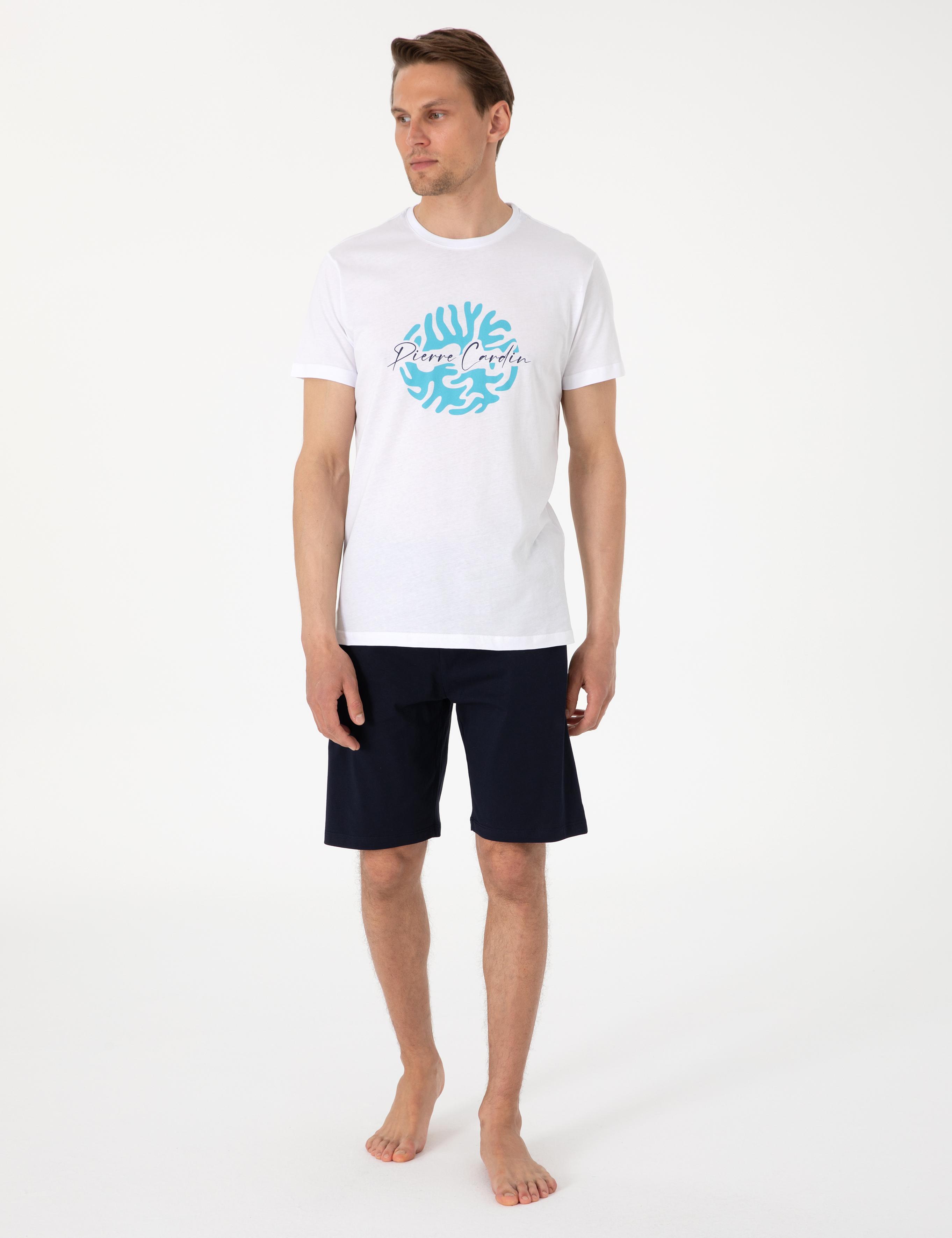 Beyaz Kısakol Şortlu Pijama Takımı