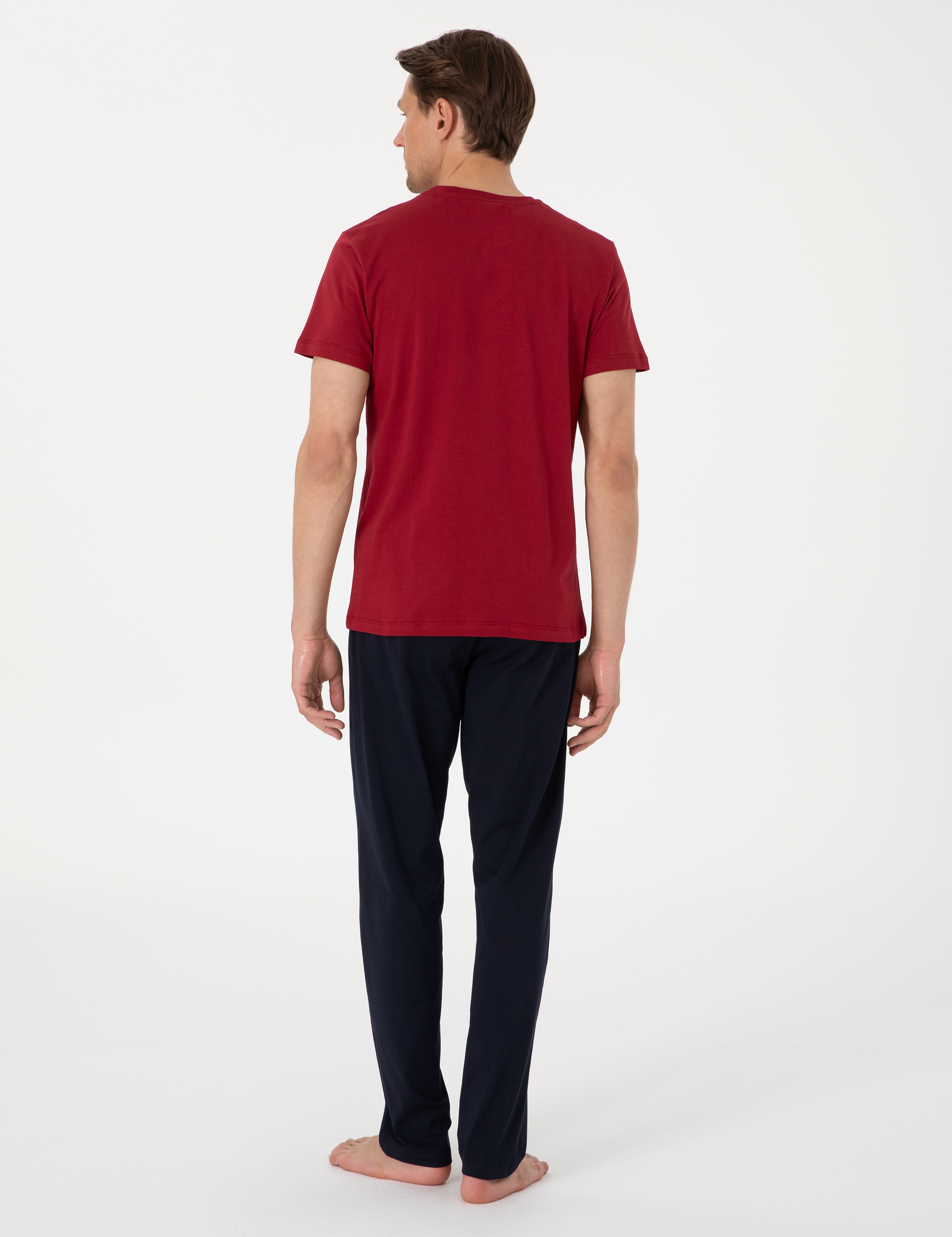 Bordo Kısakol Pijama Takımı