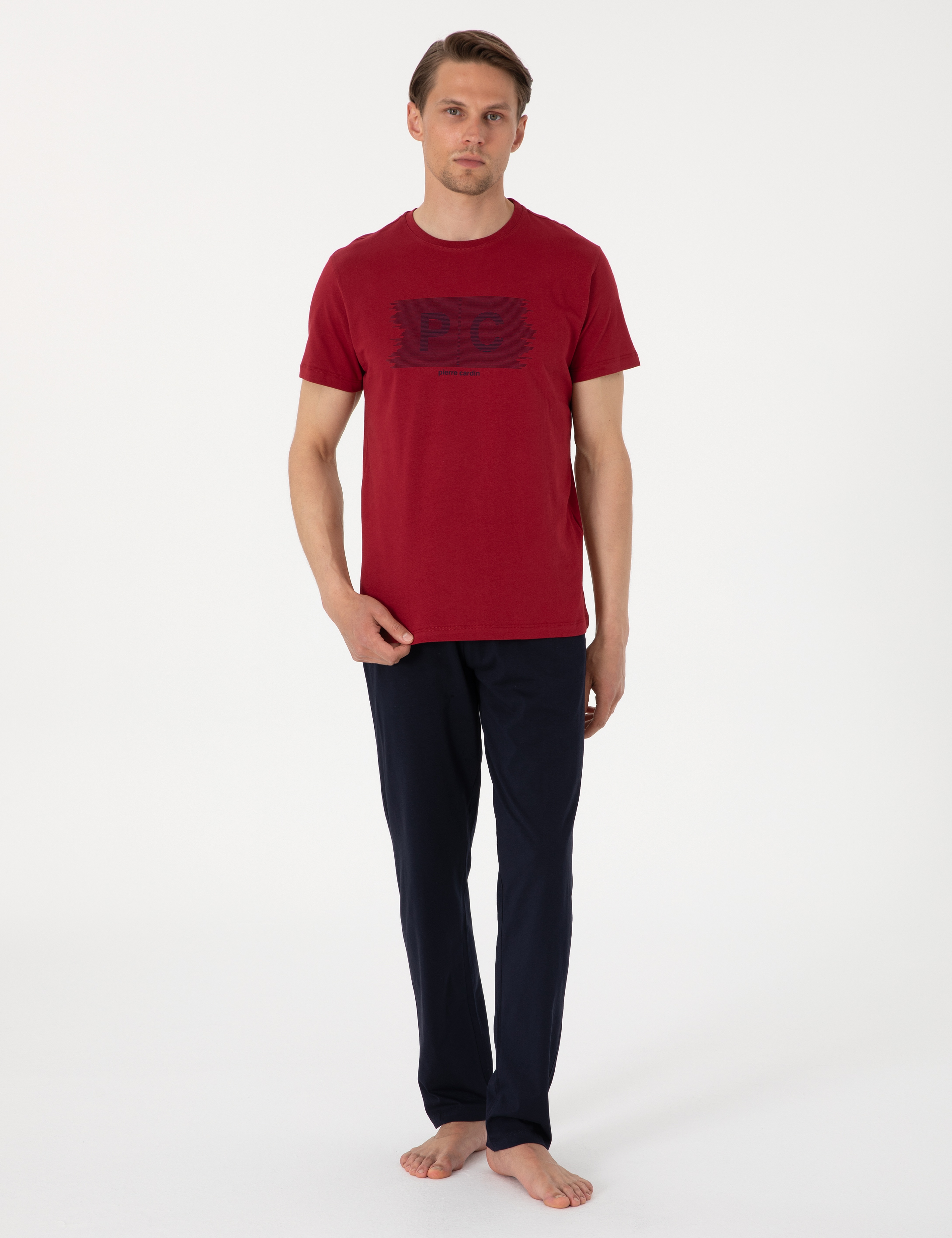 Bordo Kısakol Pijama Takımı - Image 1