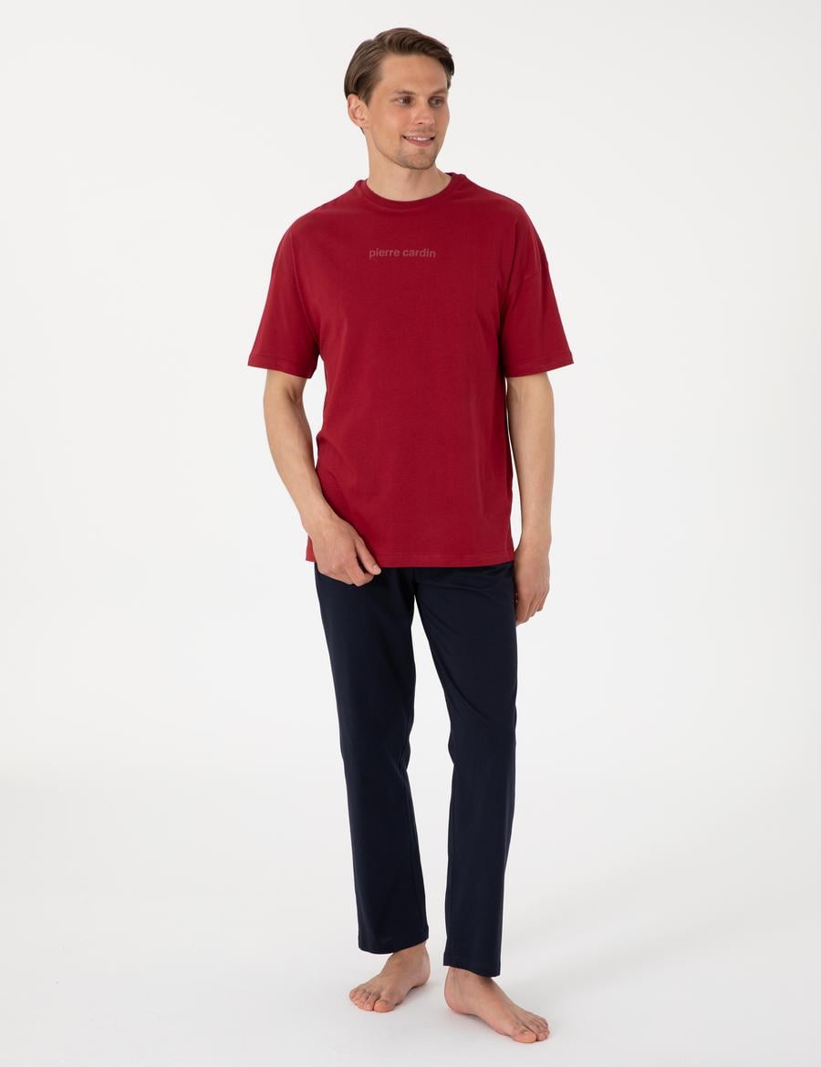 Bordo Kısakol Pijama Takımı