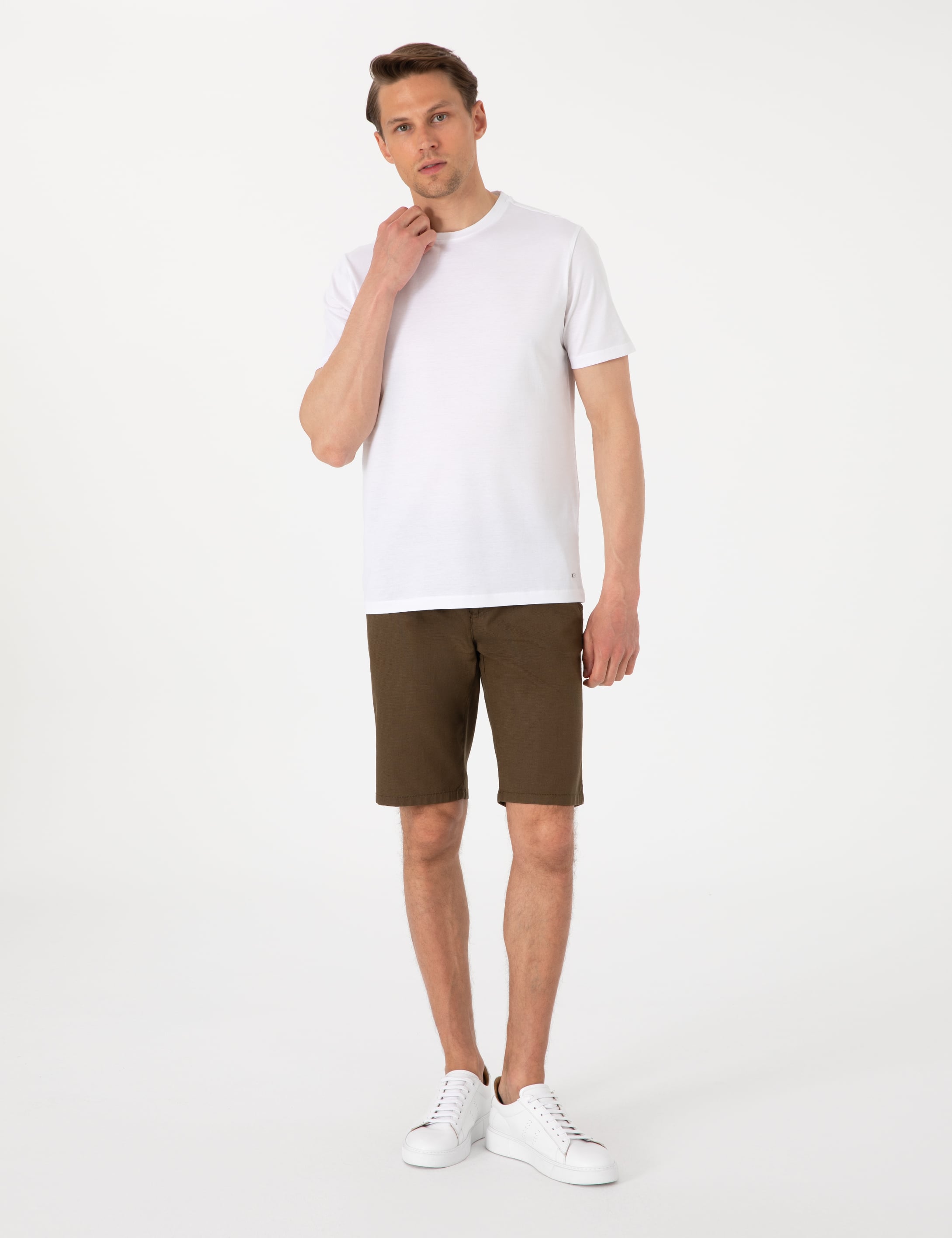 Beyaz Slim Fit %100 Pamuk Merserize Basic Tişört