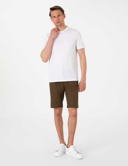 Beyaz Slim Fit Merserize Basic Tişört - 50302560008