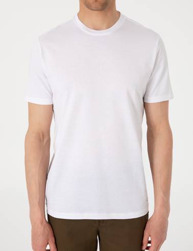 Beyaz Slim Fit %100 Pamuk Merserize Basic Tişört