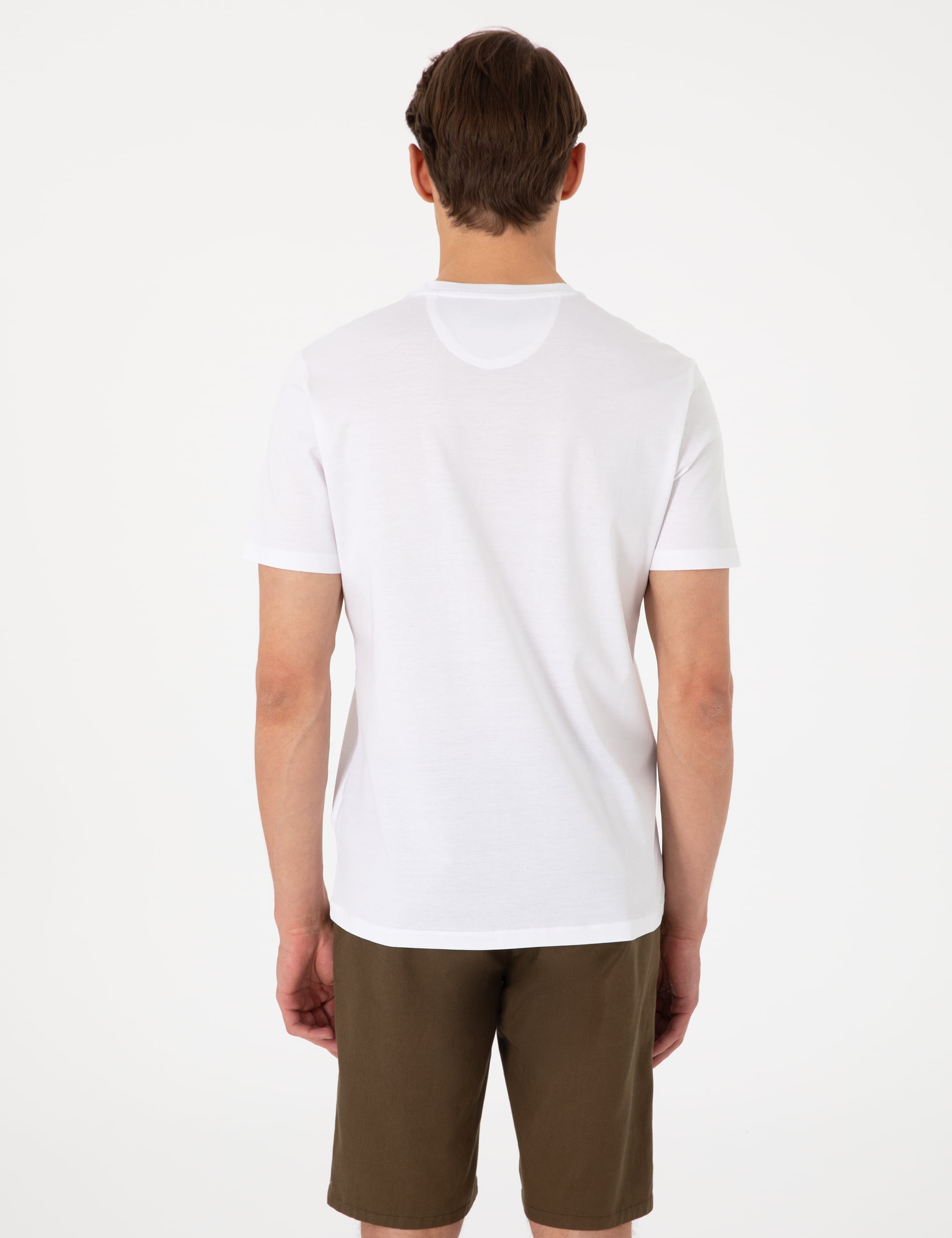 Beyaz Slim Fit %100 Pamuk Merserize Basic Tişört - Image 5