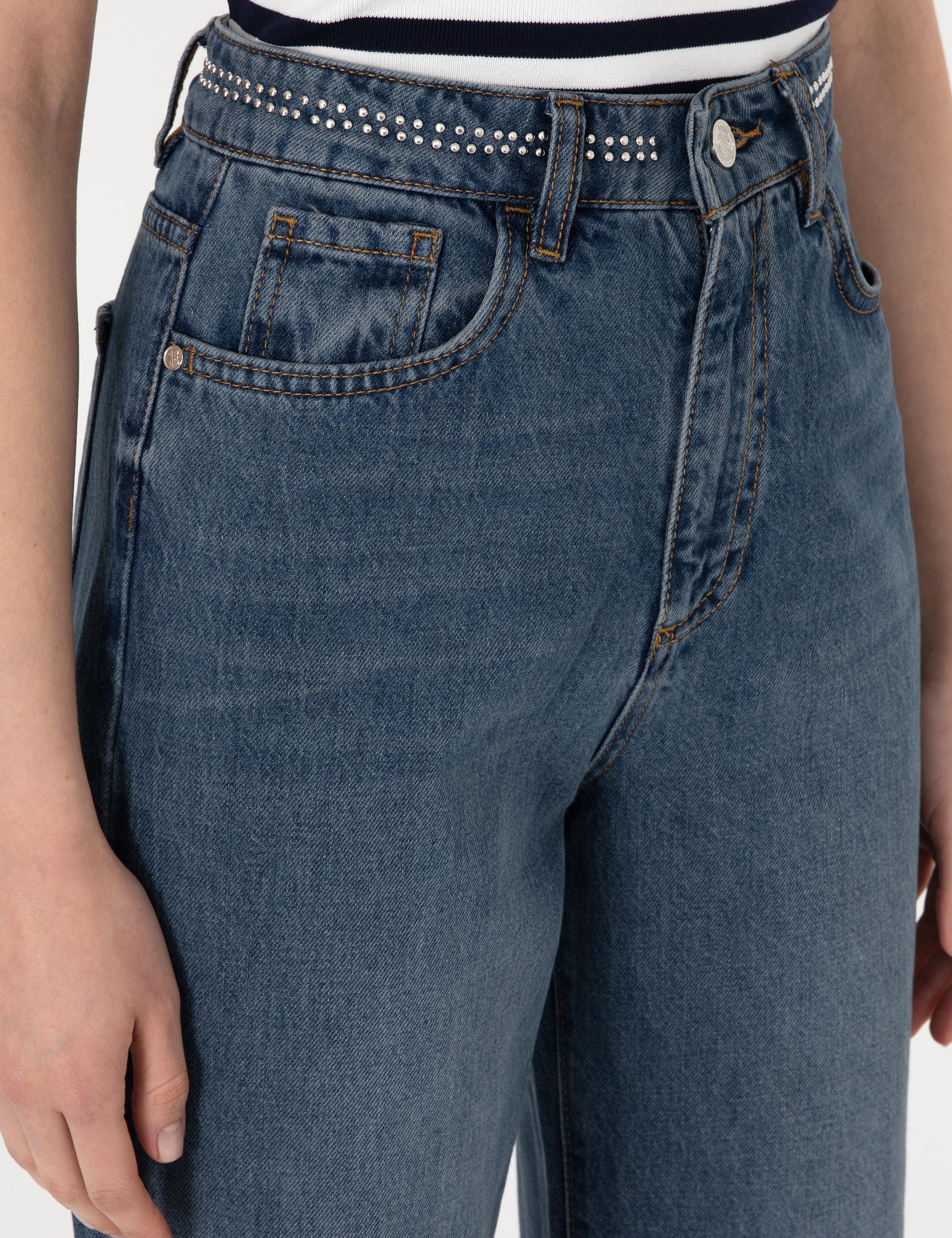 İndigo Waist Flare Fit Jean Pantolon