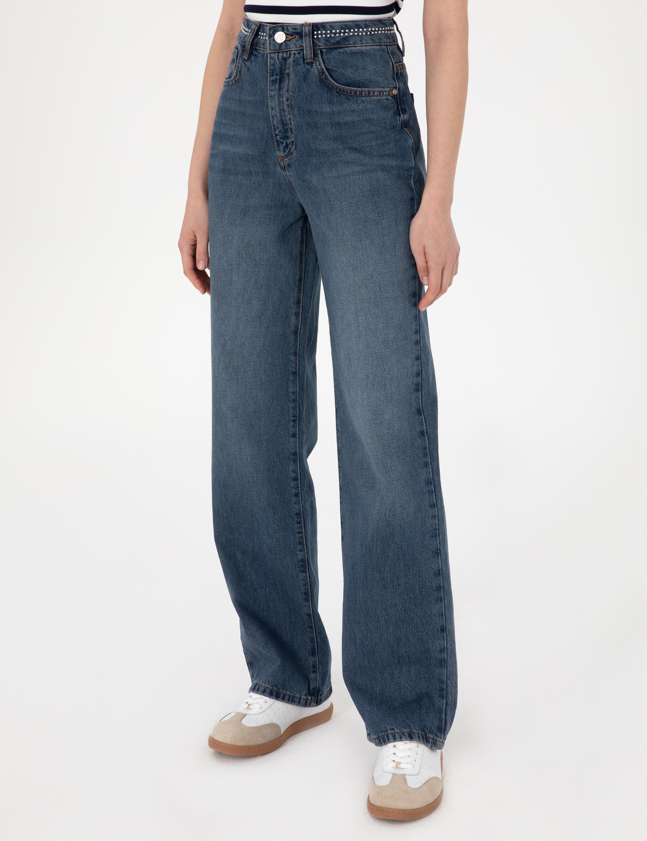 İndigo Waist Flare Fit Jean Pantolon