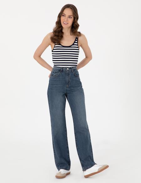 İndigo Waist Flare Fit Jean Pantolon - 50301305012