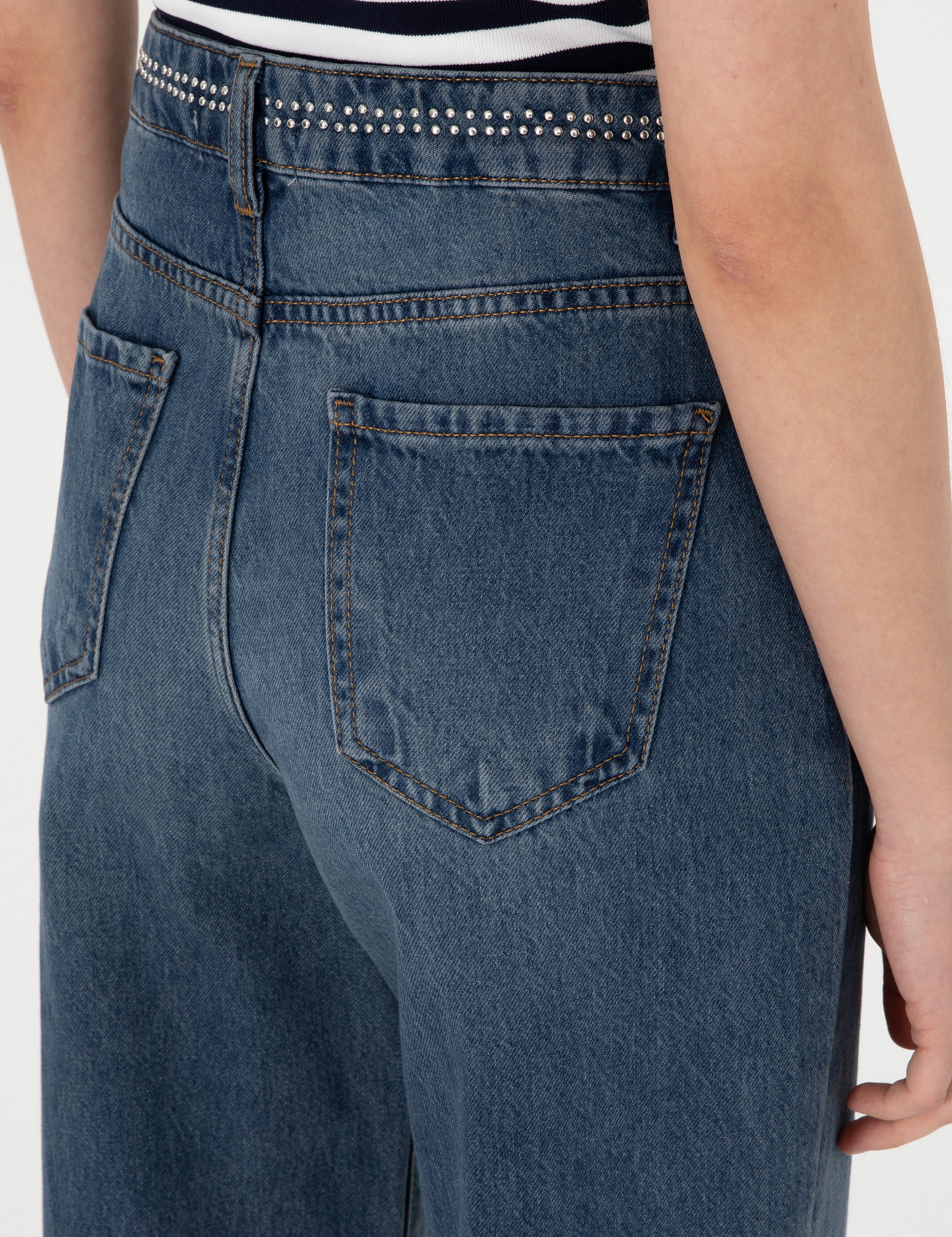 İndigo Waist Flare Fit Jean Pantolon - Image 6