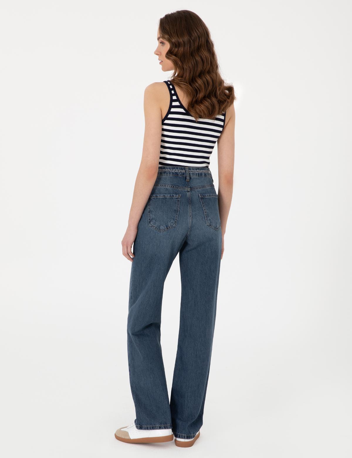 İndigo Waist Flare Fit Jean Pantolon - 50301305012