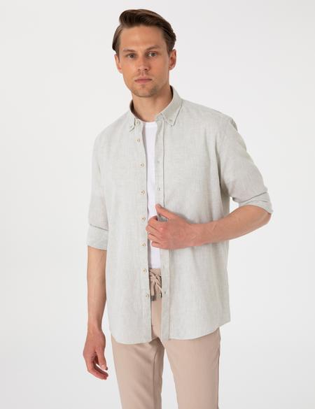 Yeşil Regular Fit Uzun Kollu Gömlek - 50303245001