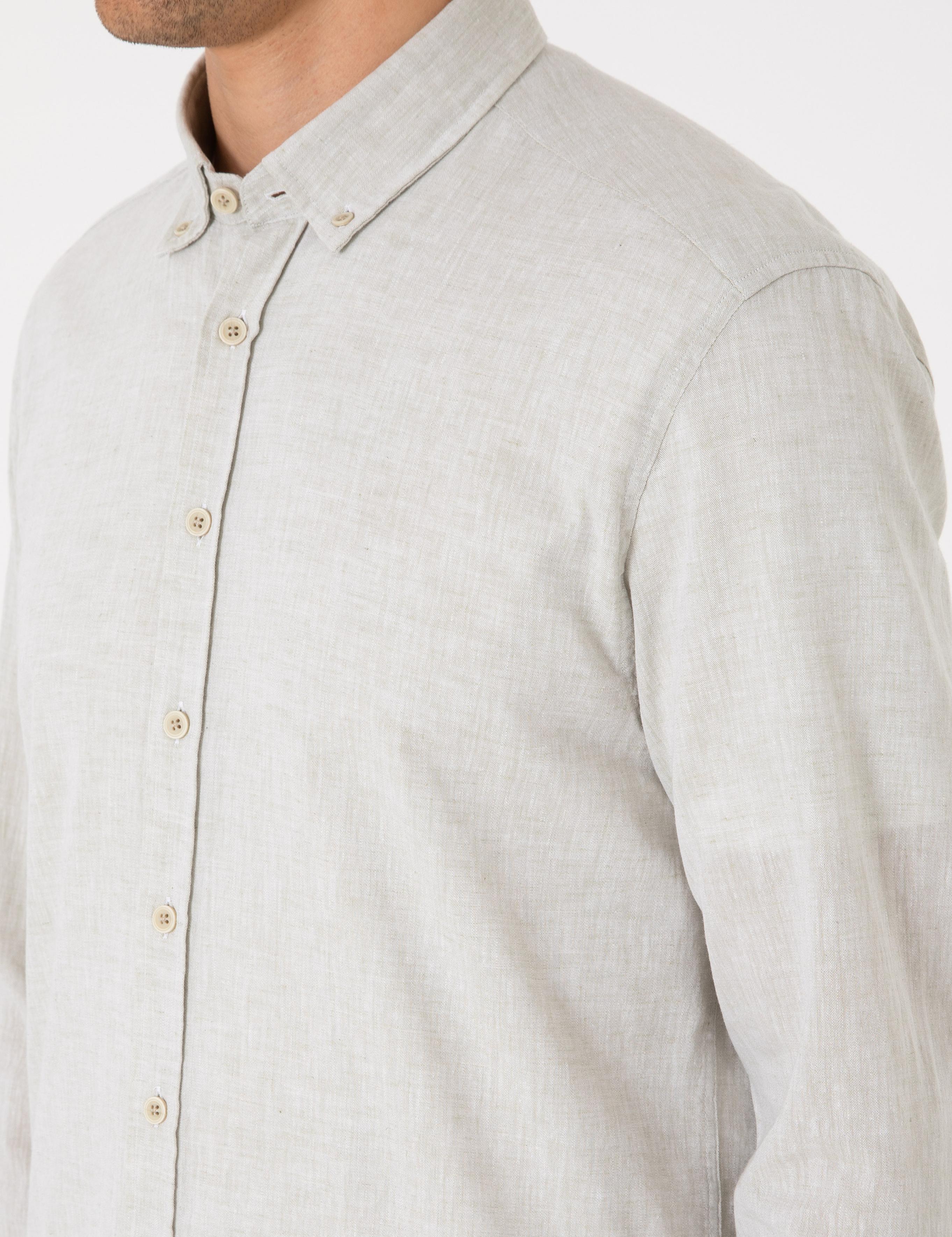 Yeşil Regular Fit Uzun Kollu Gömlek