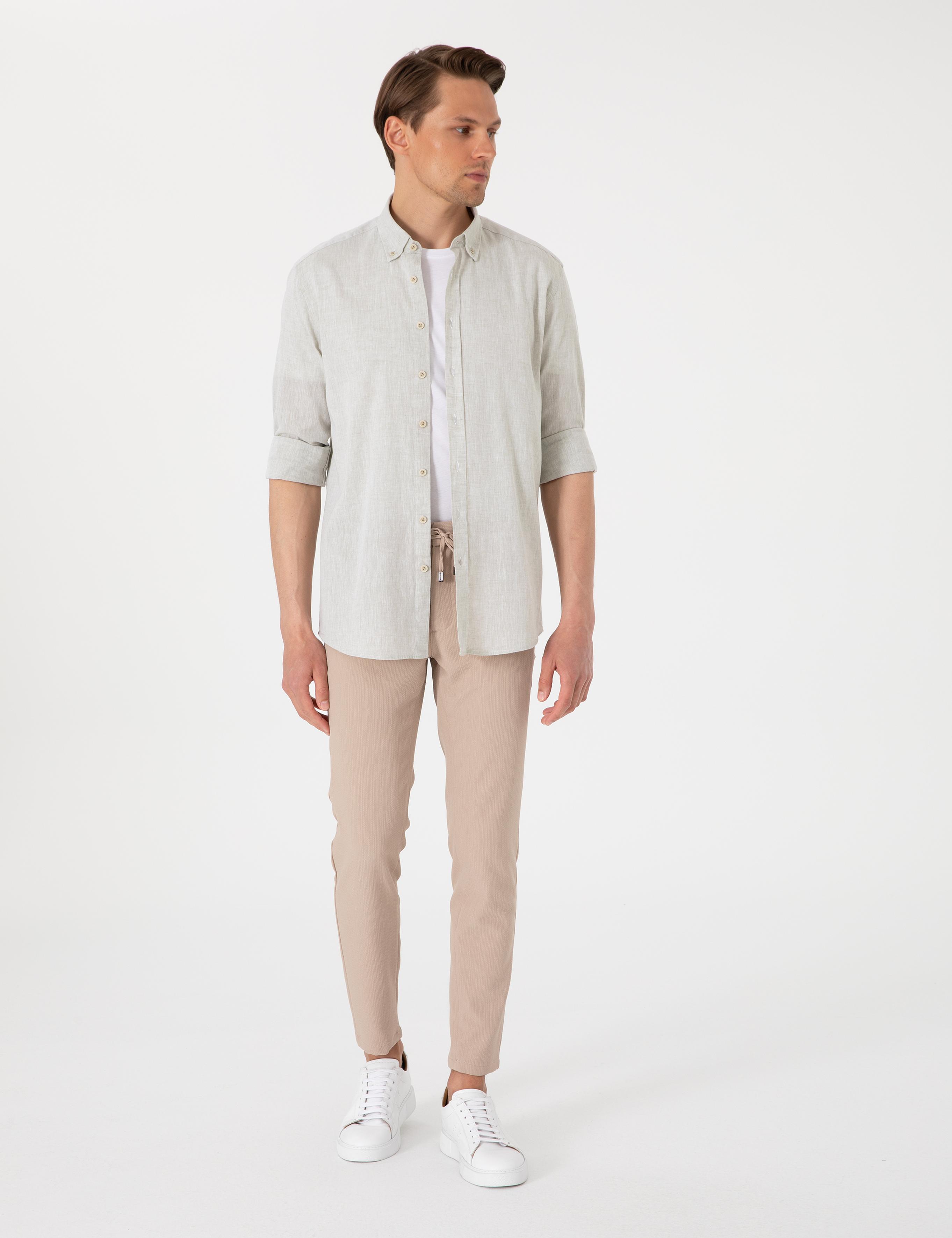 Yeşil Regular Fit Uzun Kollu Gömlek