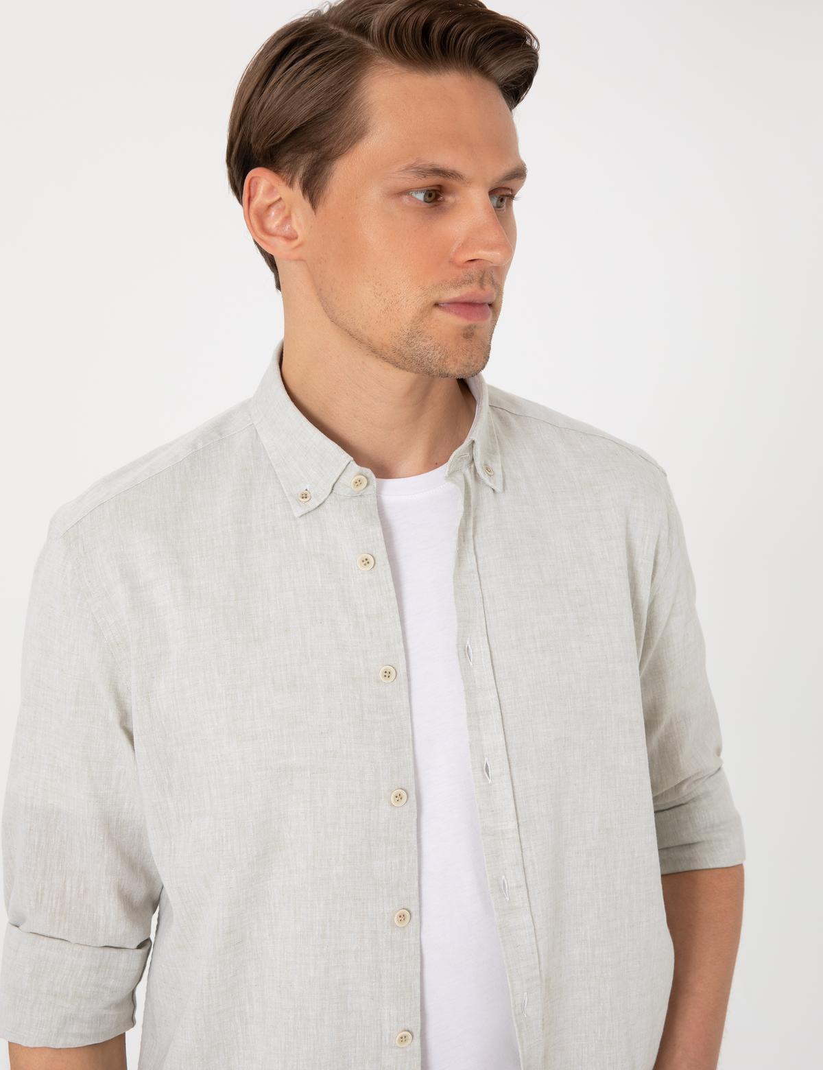 Yeşil Regular Fit Uzun Kollu Gömlek - 50303245001