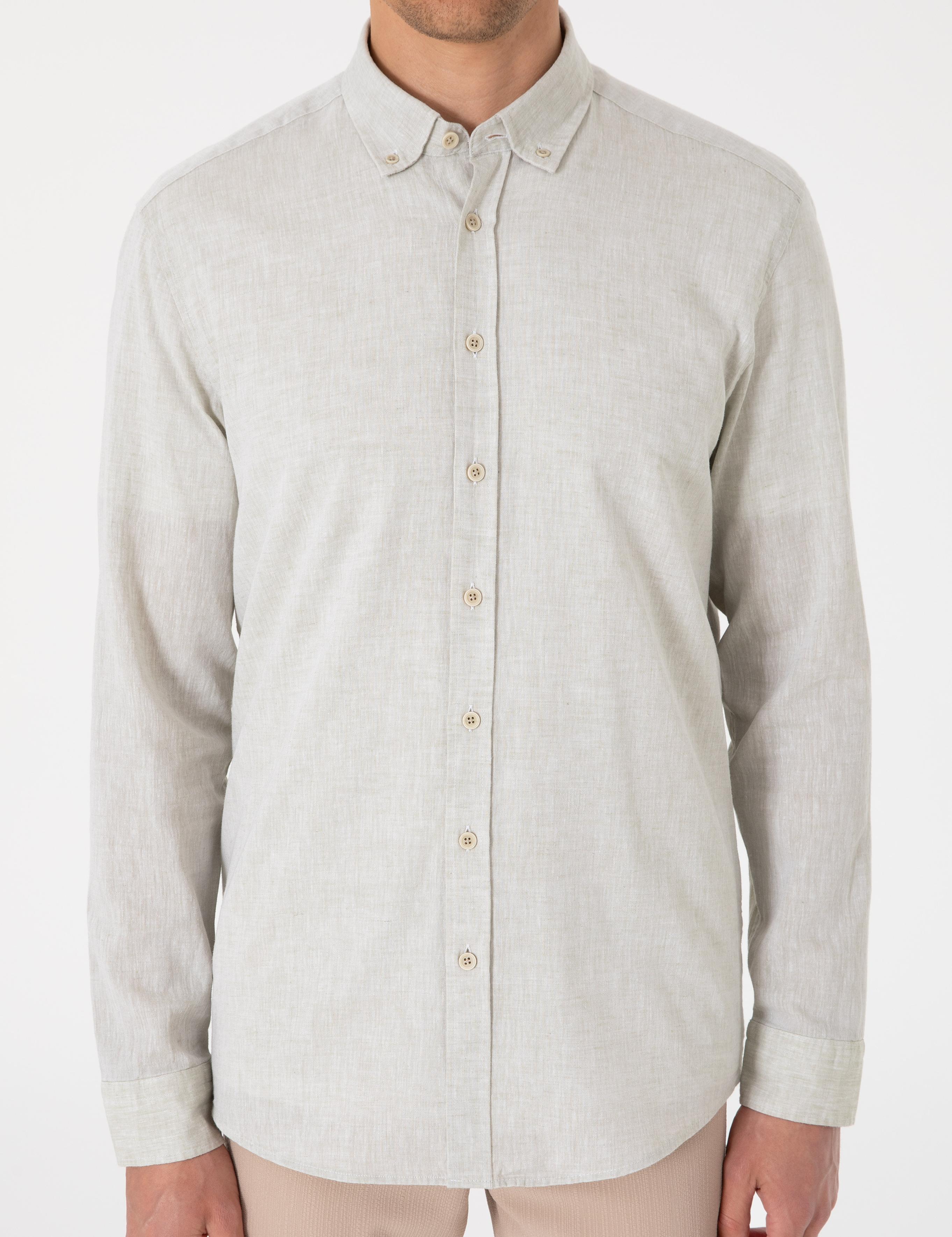 Yeşil Regular Fit Uzun Kollu Gömlek