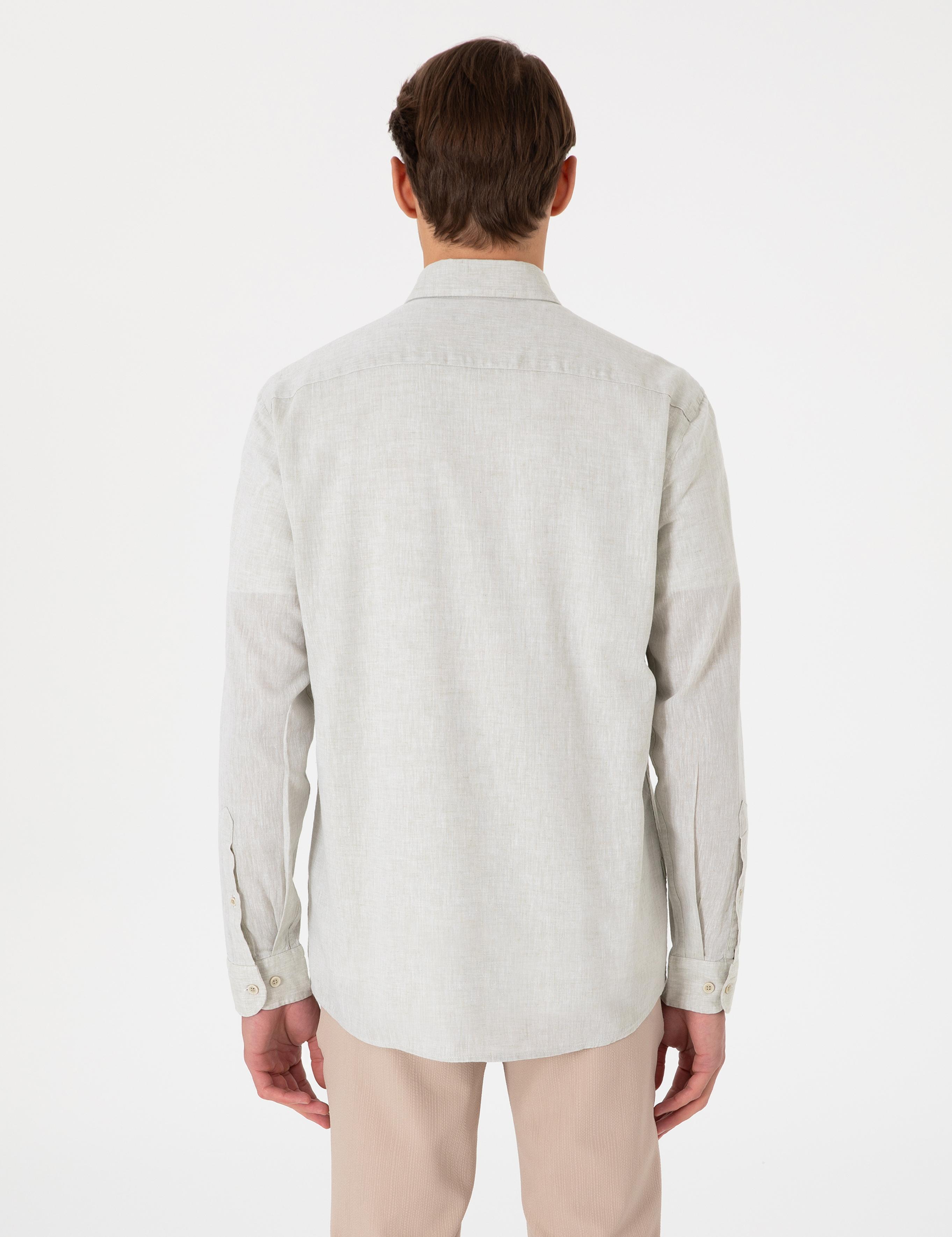 Yeşil Regular Fit Uzun Kollu Gömlek