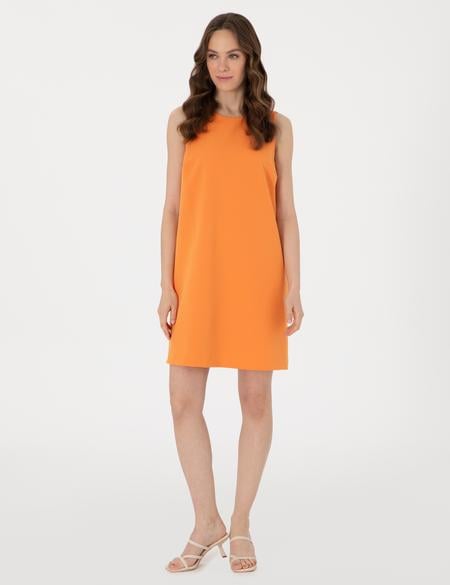 Turuncu A Kesim Dokuma Elbise - 50300936008