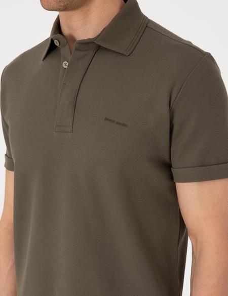 Haki Slim Fit %100 Pamuk Kıvrılmaz Amerikan Pike Polo Yaka Basic Tişört - 50306154025