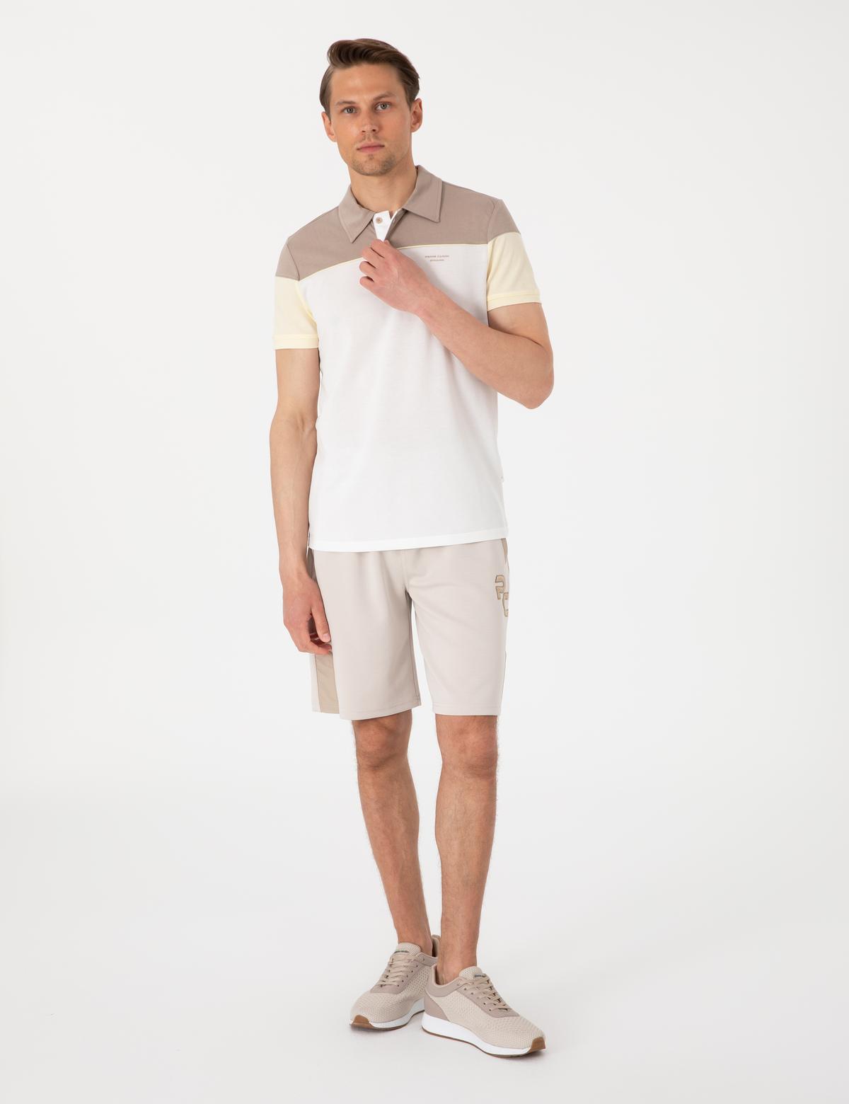 Ekru Slim Fit Tişört - 50302642193