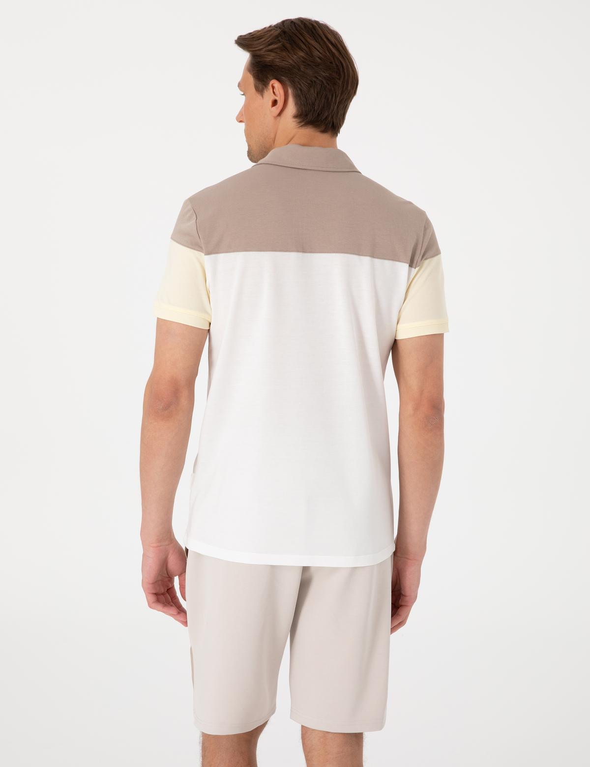 Ekru Slim Fit Tişört - 50302642193