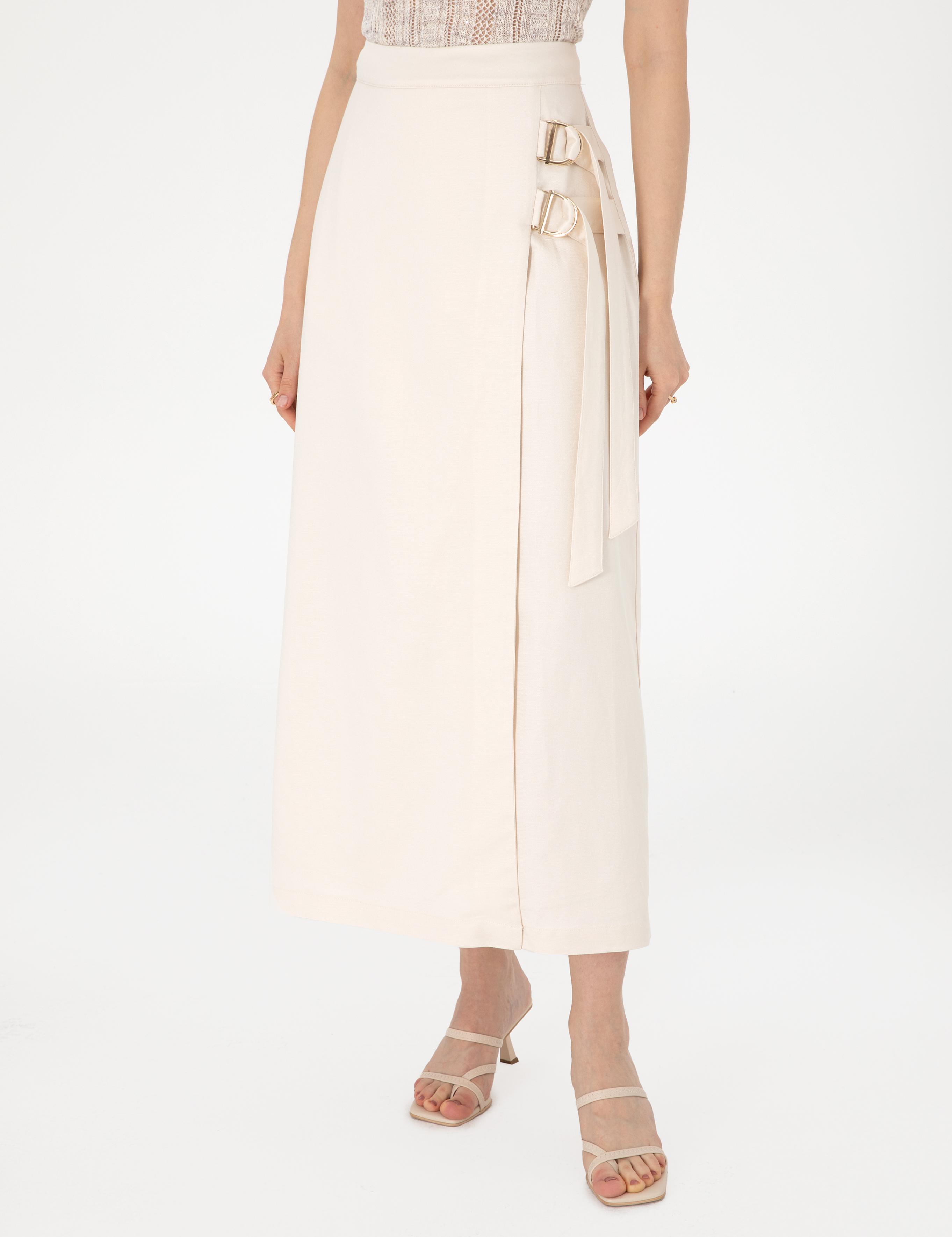 Ekru A Kesim Dokuma Etek