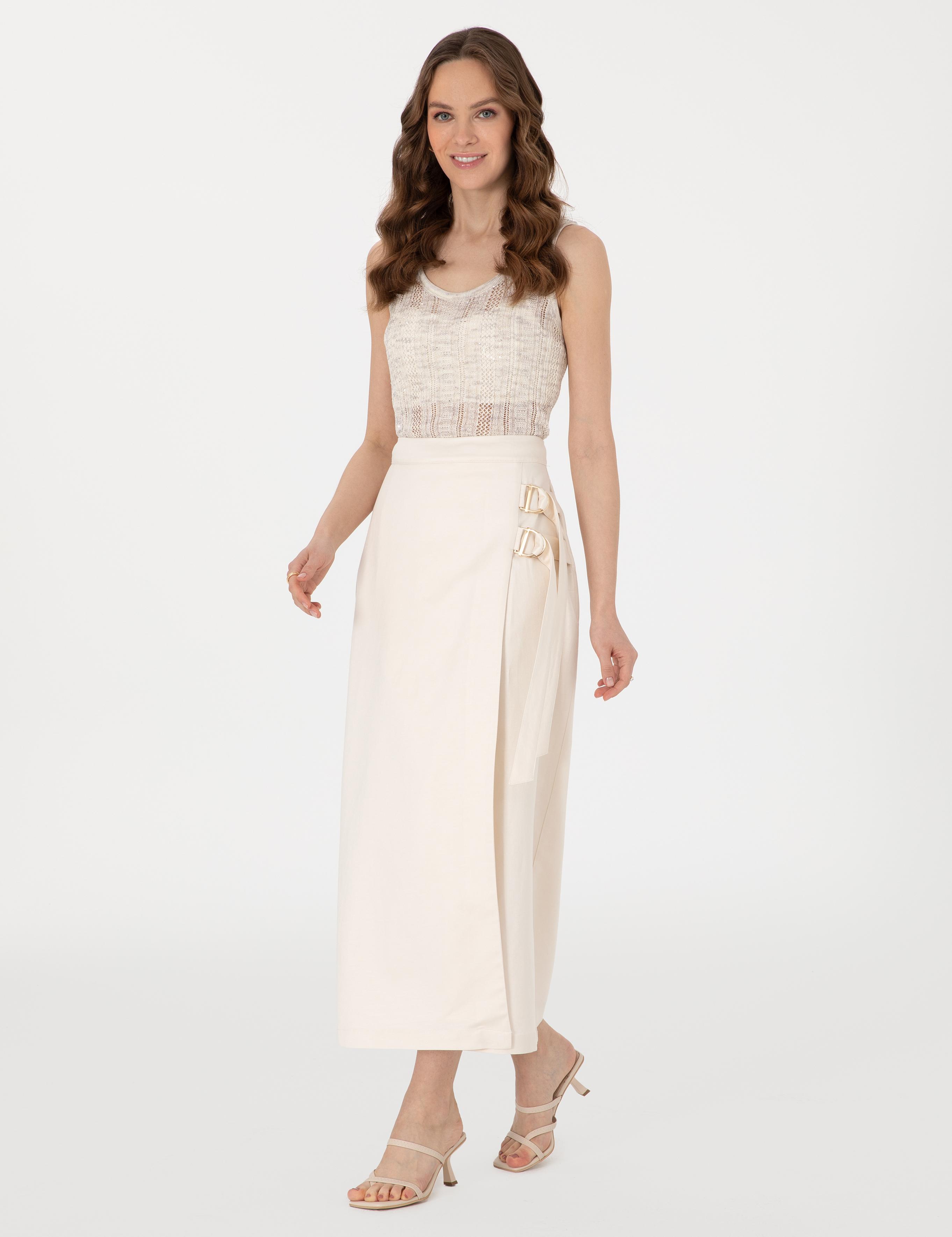 Ekru A Kesim Dokuma Etek