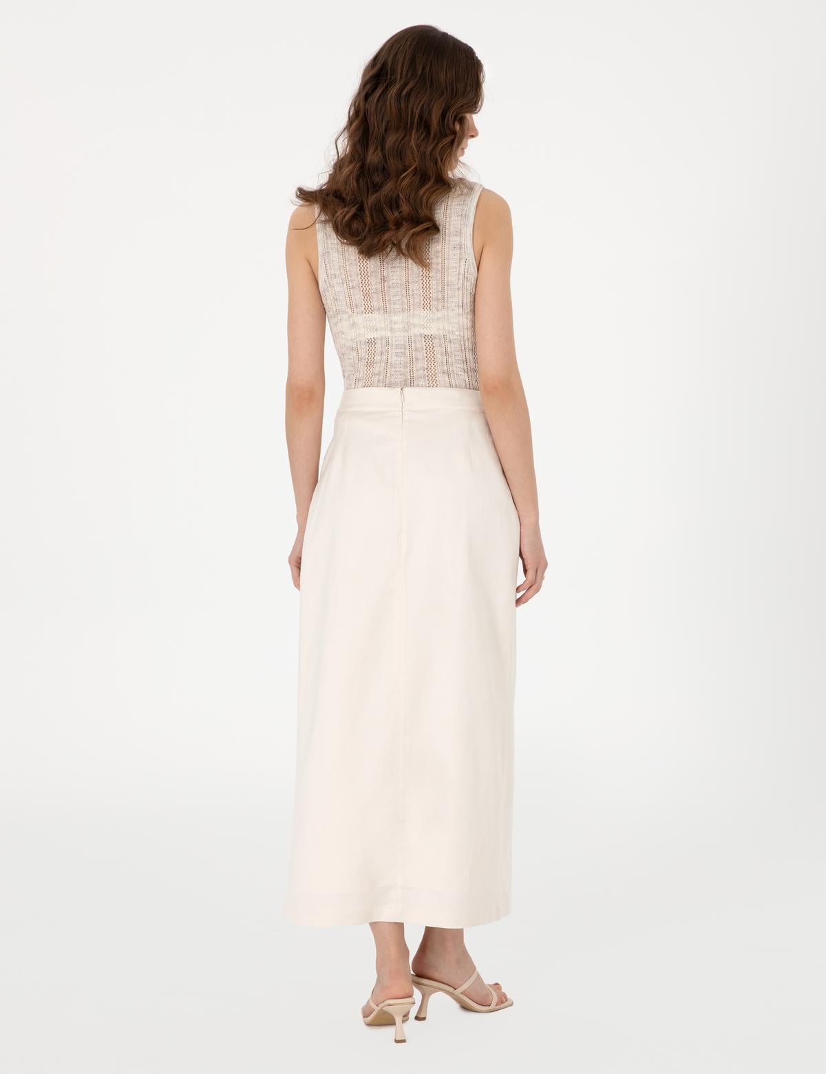 Ekru A Kesim Dokuma Etek - 50301232001