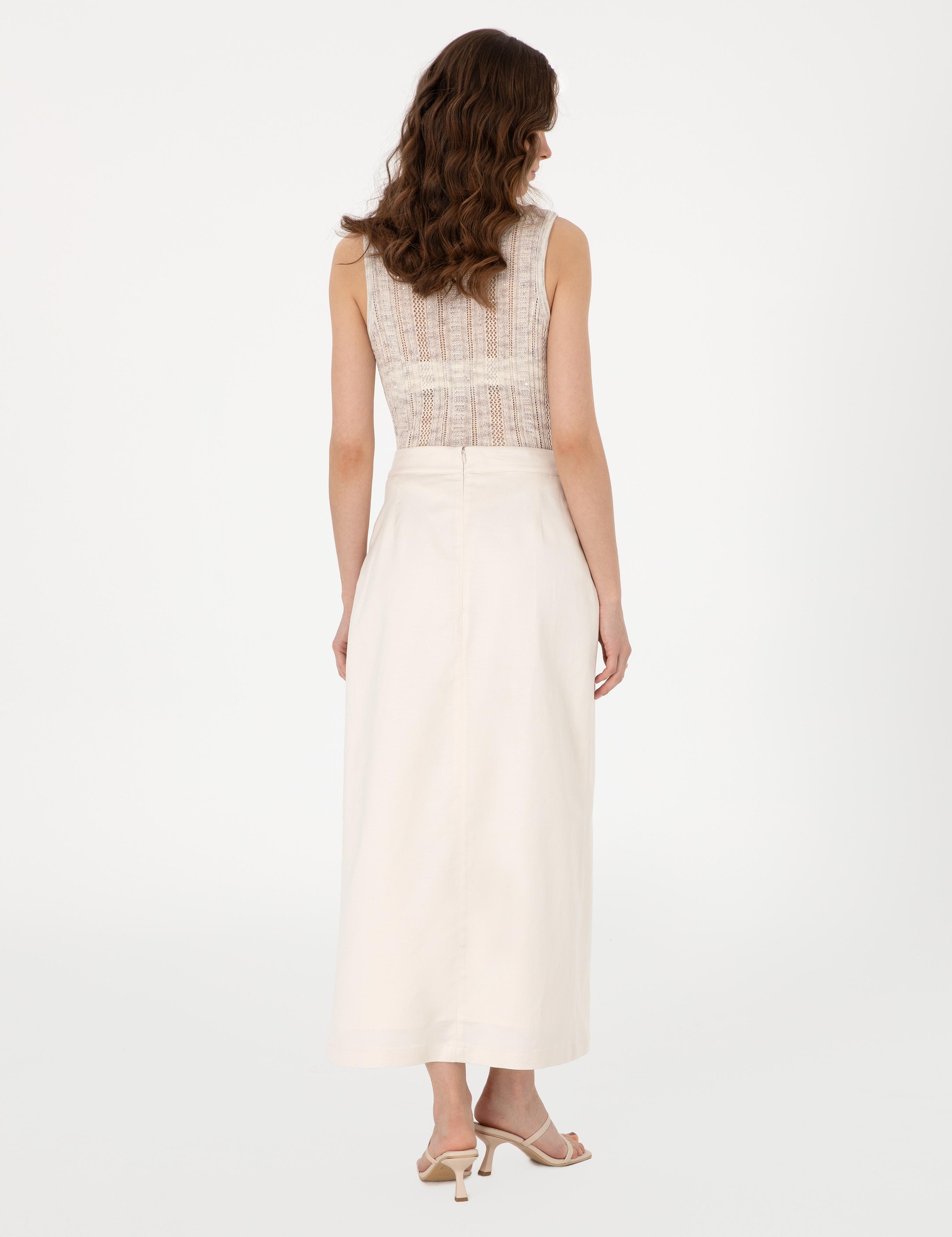 Ekru A Kesim Dokuma Etek