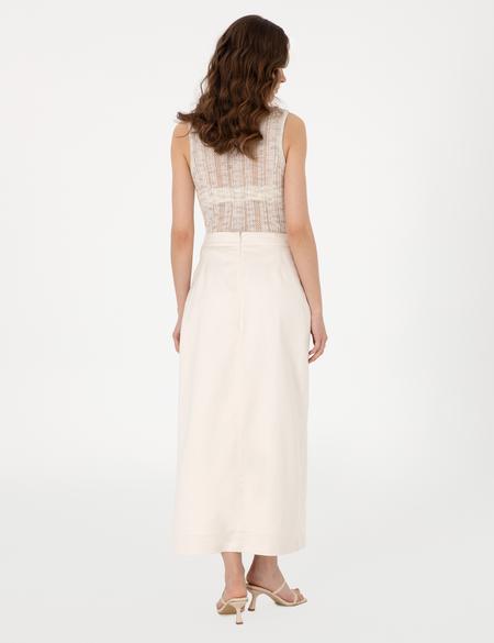 Ekru A Kesim Dokuma Etek - 50301232001