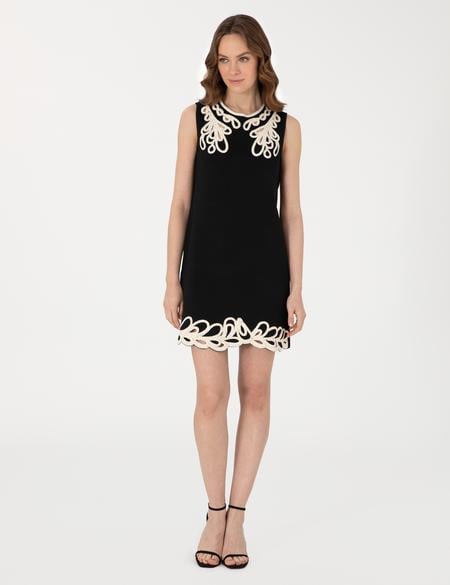 Siyah A Kesim Triko Elbise - 50308039012