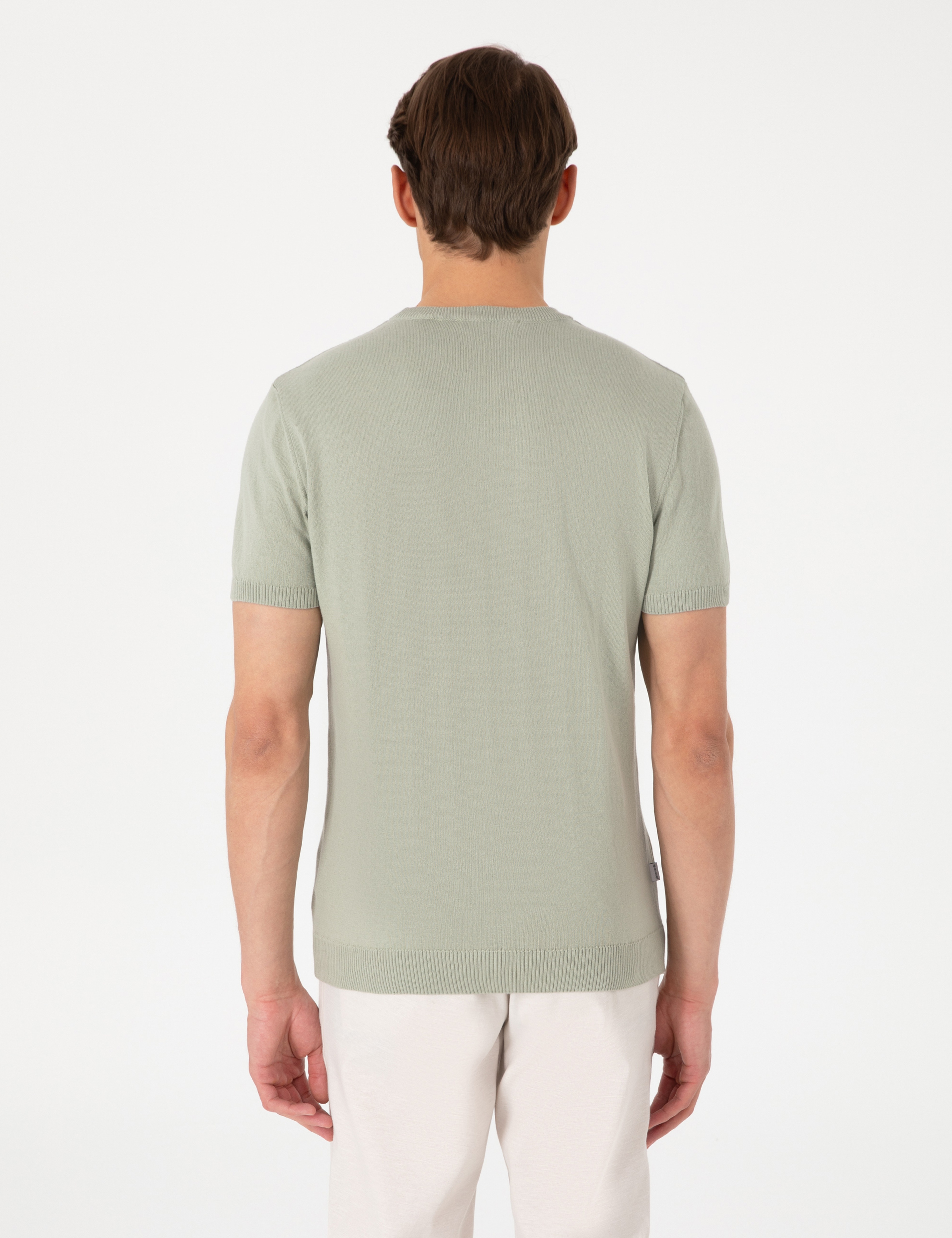 Çağla Slim Fit %100 Pamuk Bisiklet Yaka Triko Tişört - Image 5