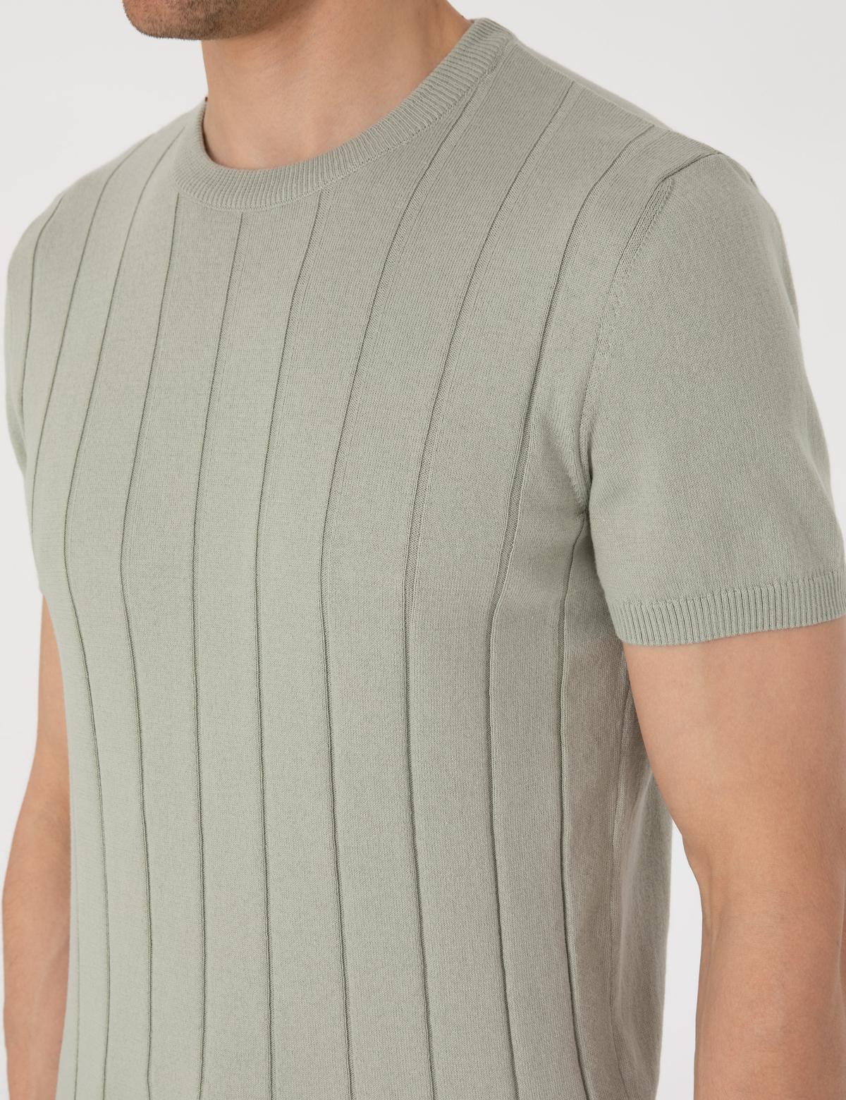 Çağla Slim Fit %100 Pamuk Bisiklet Yaka Triko Tişört - 50307312013