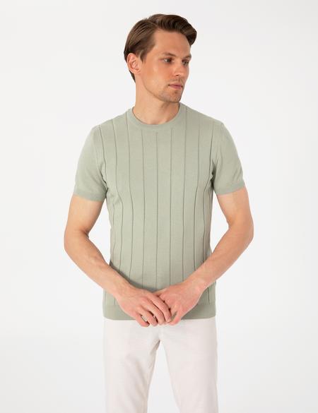 Çağla Slim Fit %100 Pamuk Bisiklet Yaka Triko Tişört - 50307312013