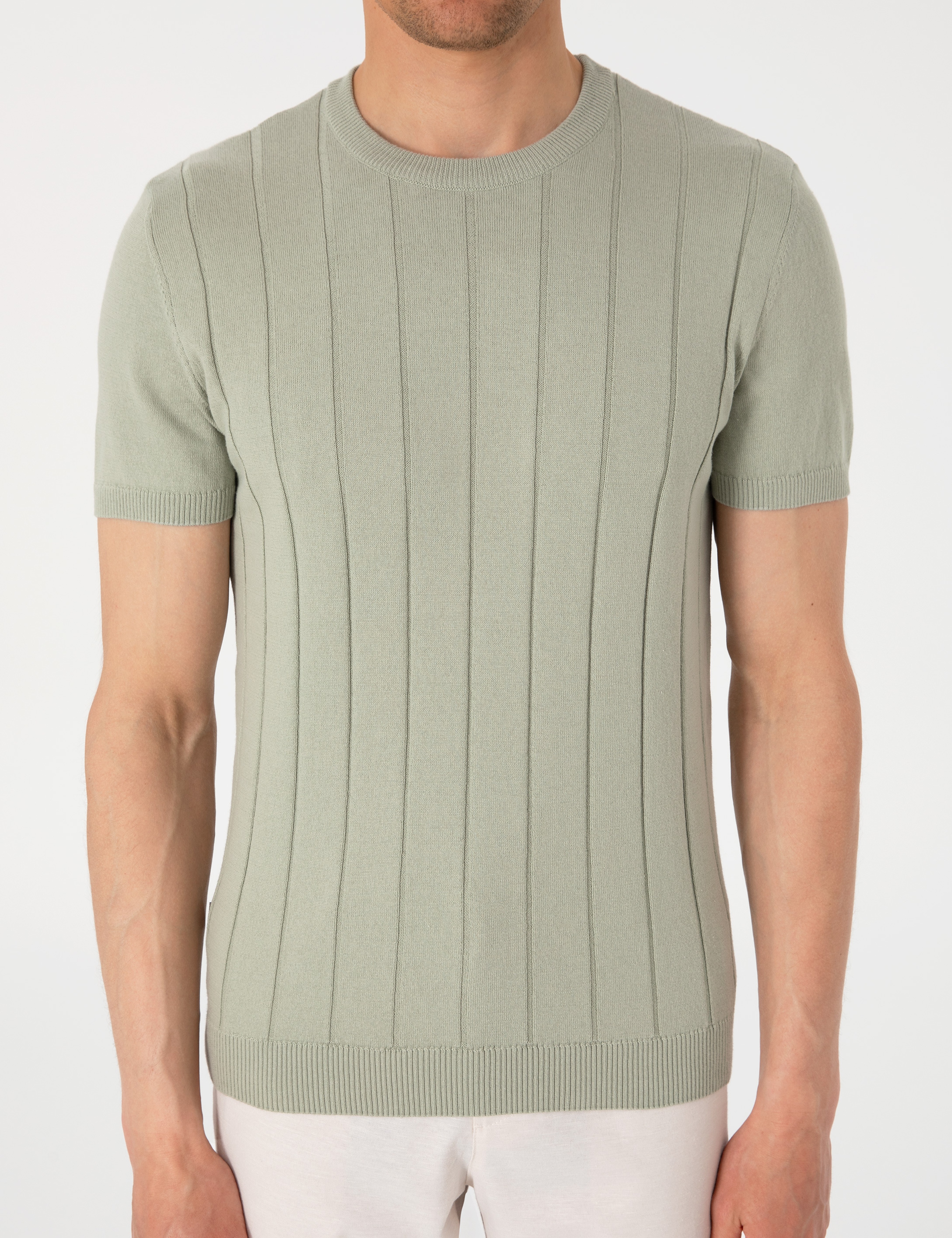 Çağla Slim Fit %100 Pamuk Bisiklet Yaka Triko Tişört - Image 6