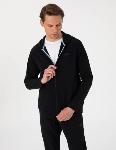 Siyah Regular Fit Eşofman Üstü