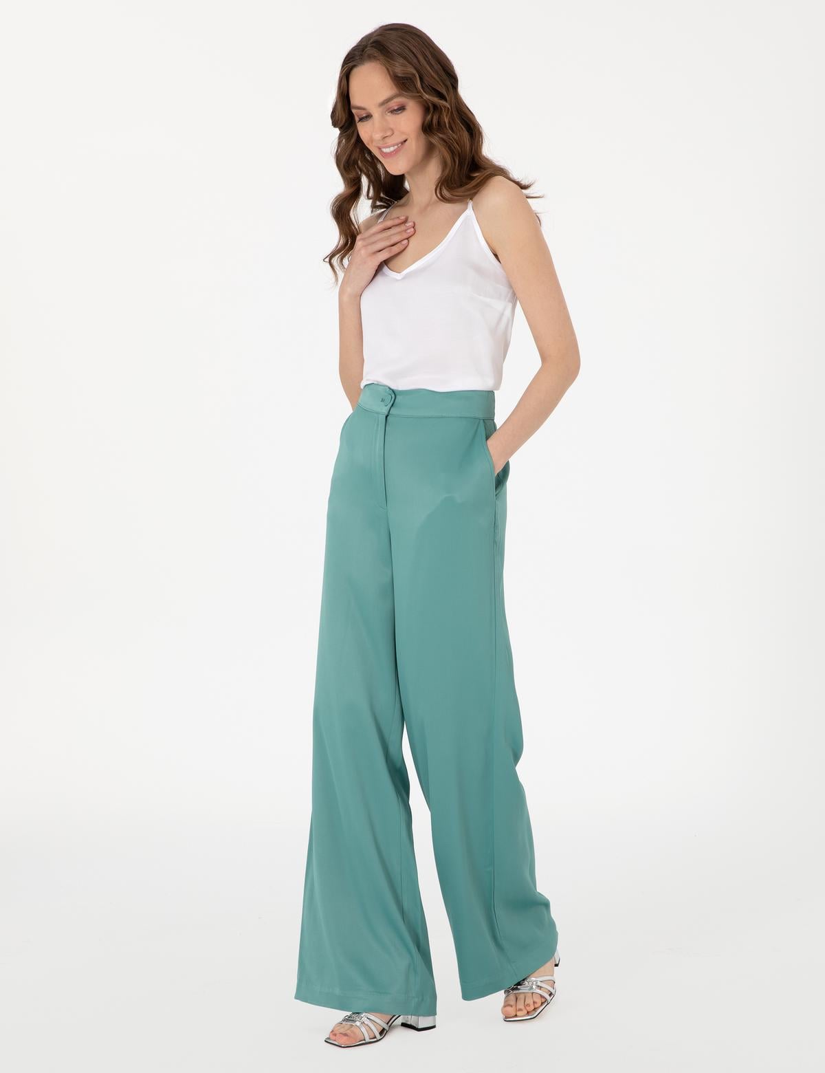 Yeşil Kumaş Pantolon - 50299799006