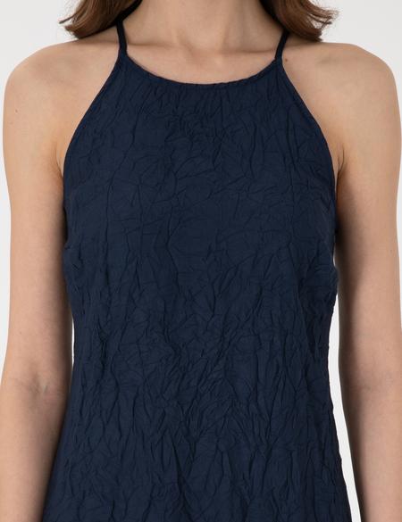 Lacivert Regular Fit Dokuma Elbise - 50301062002