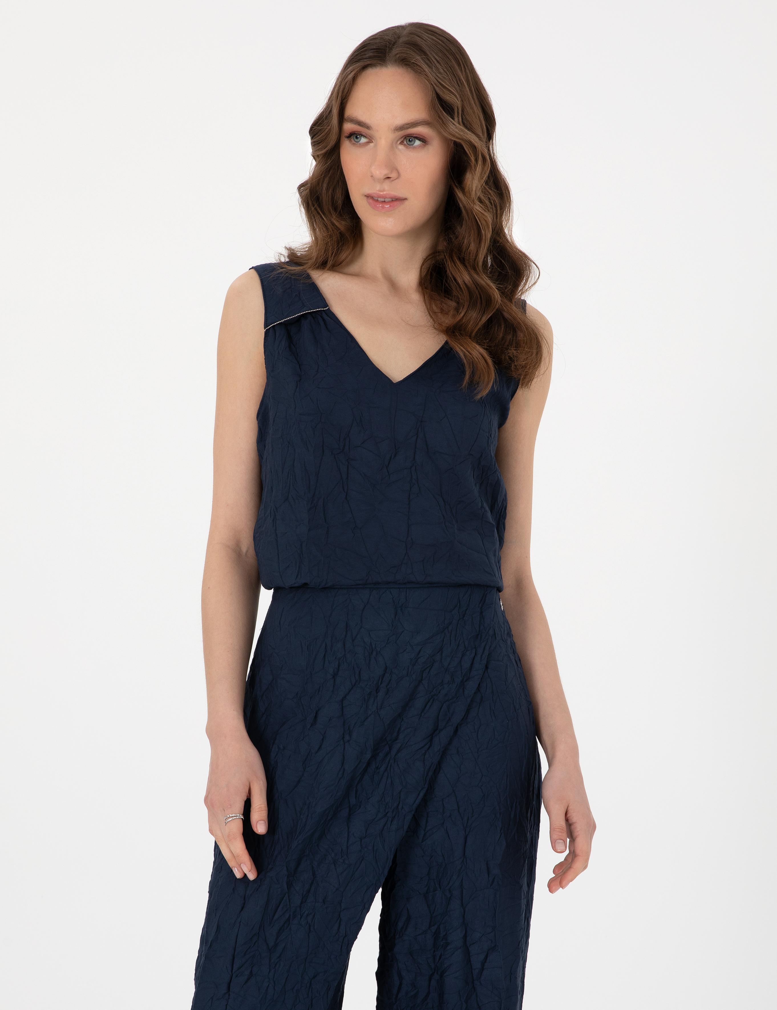 Lacivert Regular Fit Bluz