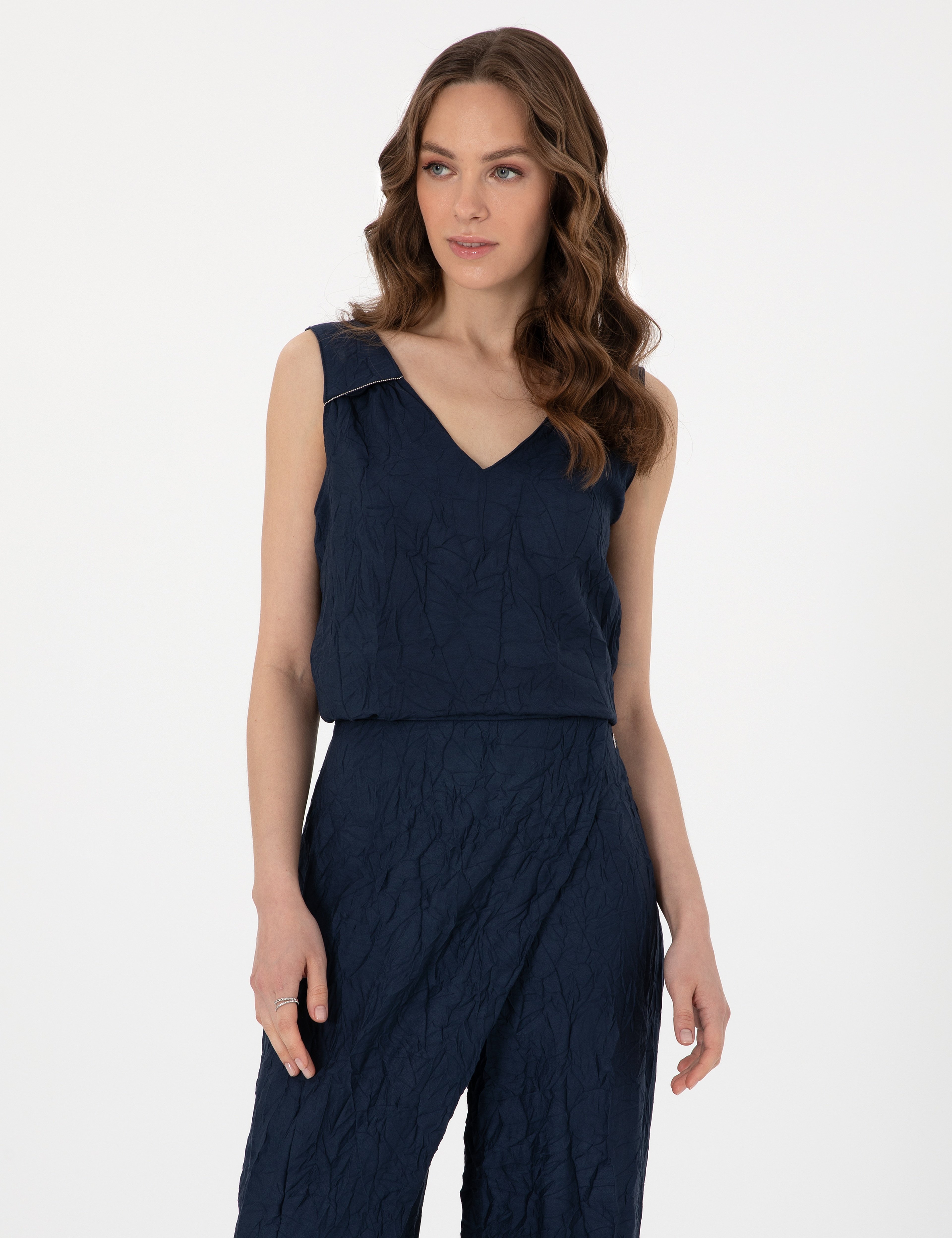 Lacivert Regular Fit Bluz - Image 3