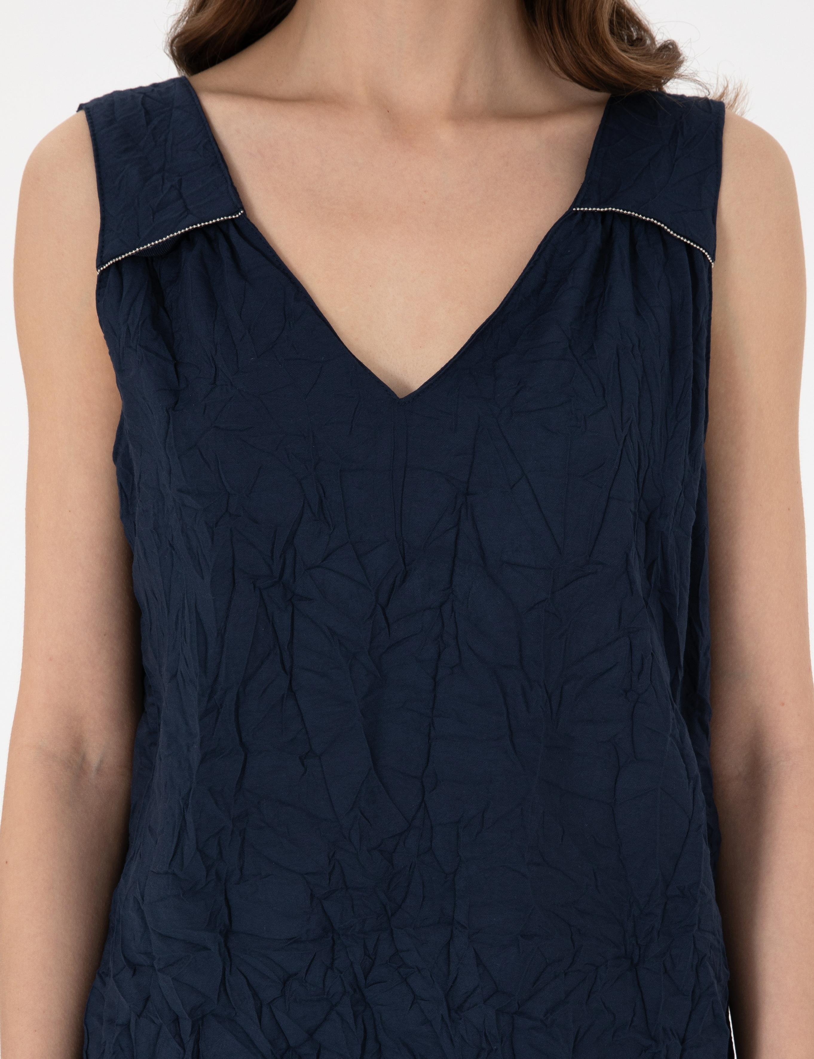 Lacivert Regular Fit Bluz