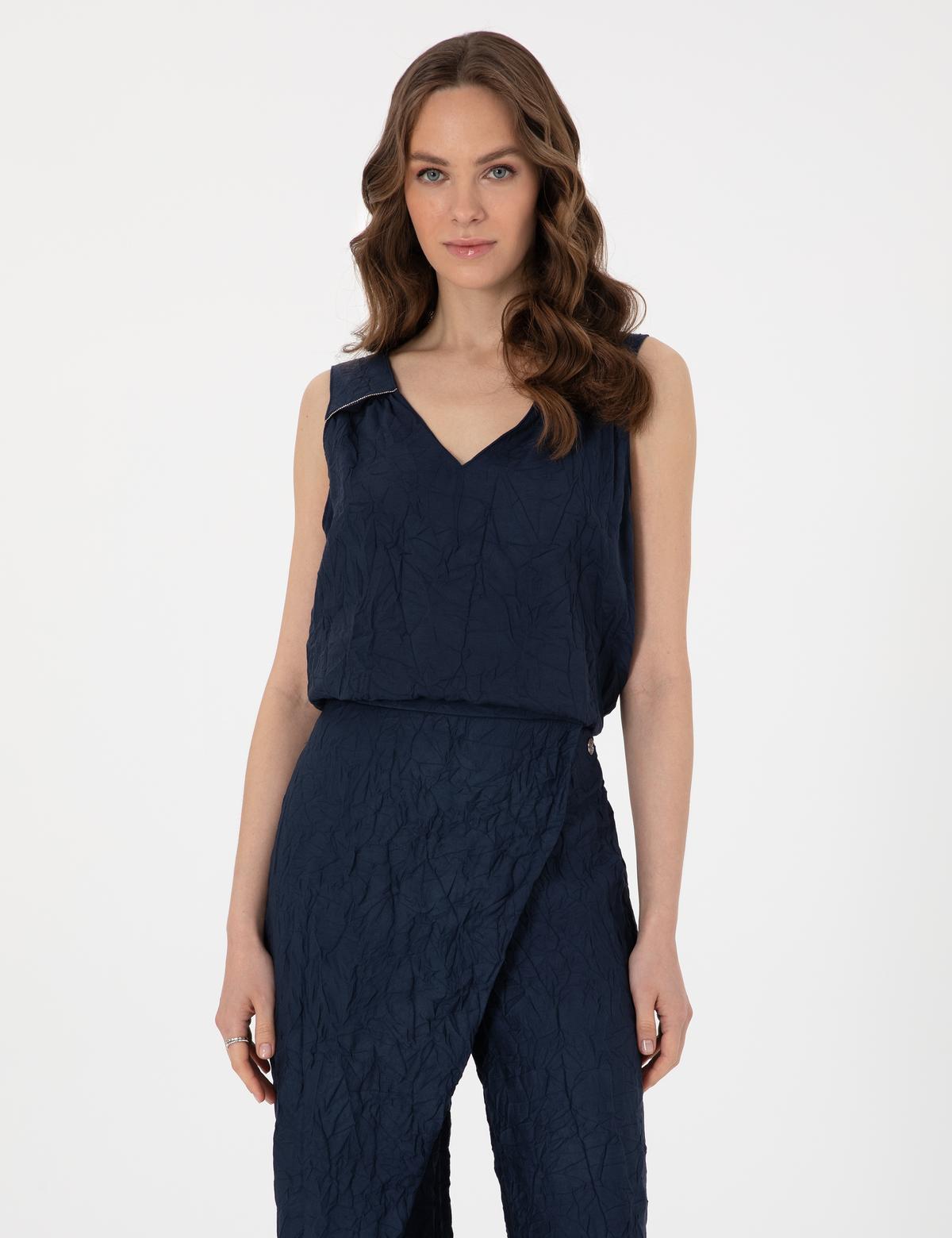 Lacivert Regular Fit Bluz