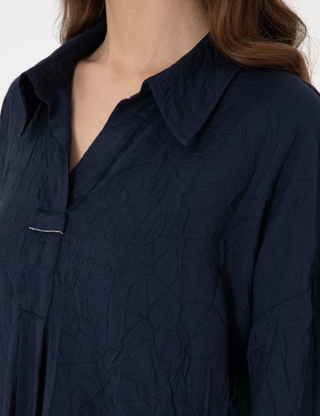 Lacivert Oversize Uzun Kollu Gömlek - 50301069004