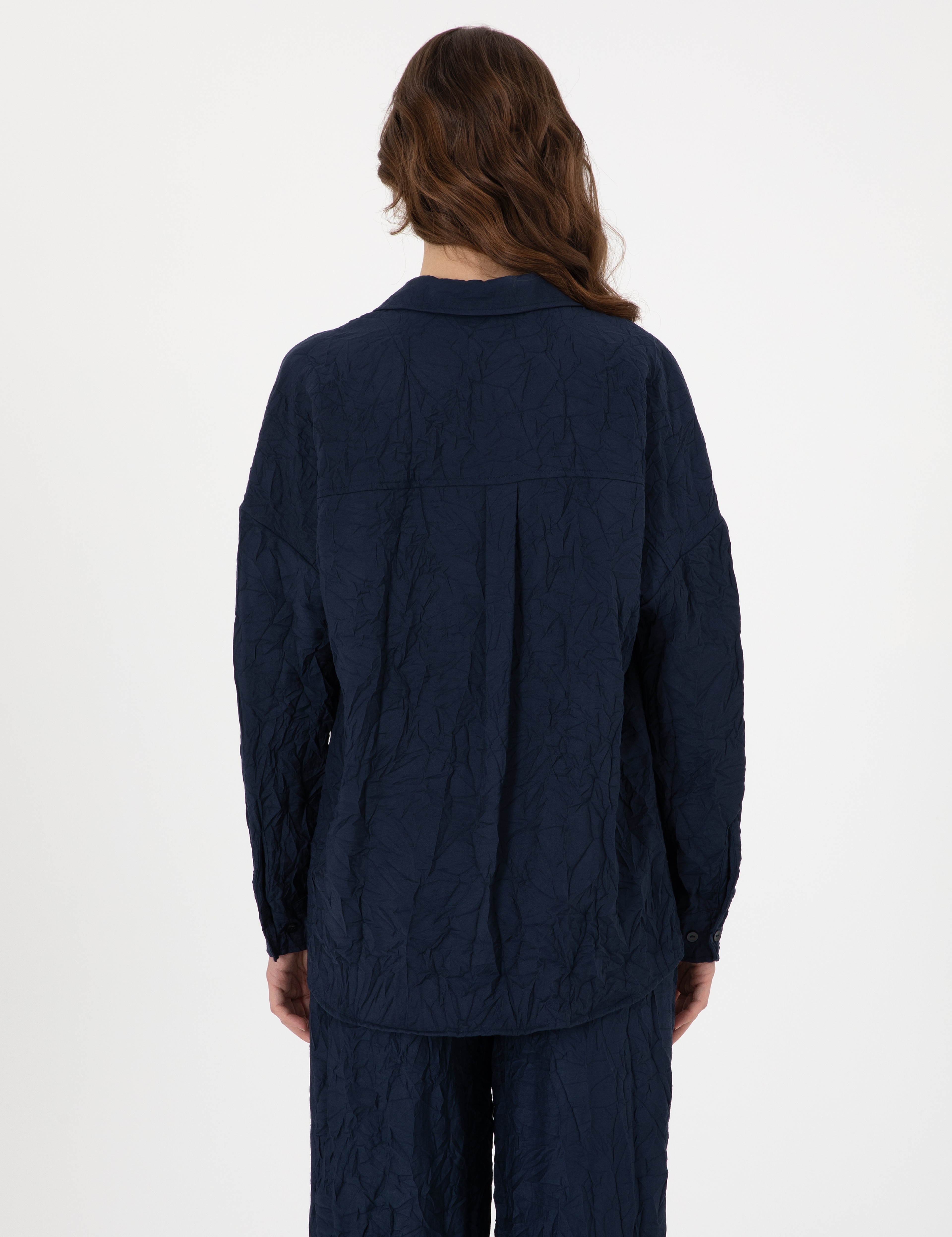 Lacivert Oversize Uzun Kollu Gömlek - Image 5