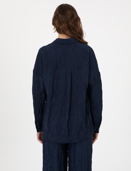 Lacivert Oversize Uzun Kollu Gömlek - 50301069004