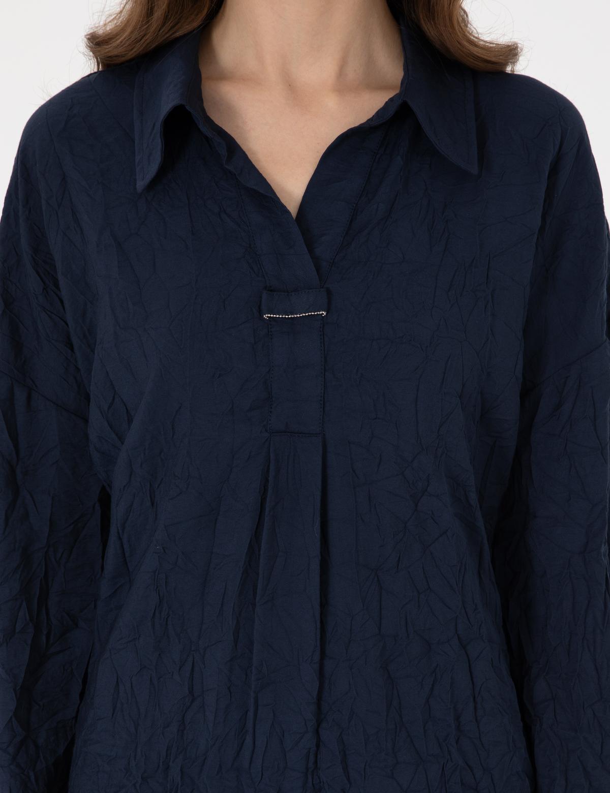 Lacivert Oversize Uzun Kollu Gömlek - 50301069004