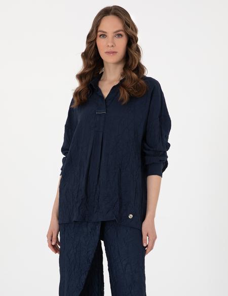 Lacivert Oversize Uzun Kollu Gömlek - 50301069004