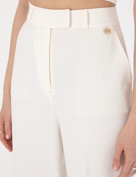 Beyaz Flare Fit Kumaş Pantolon - 50300095004