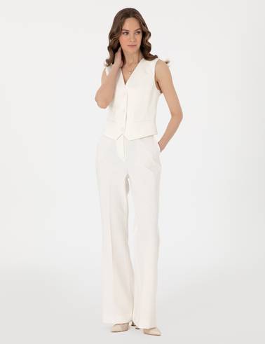 Beyaz Slim Fit Yelek