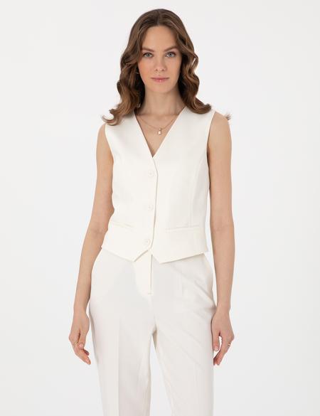 Beyaz Slim Fit Yelek - 50300093014