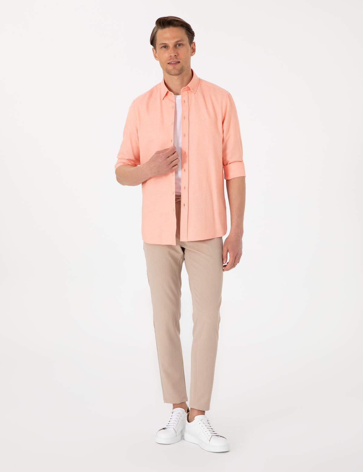 Mercan Oxford Slim Fit Kolay Ütülenebilir Gömlek - 50306996014